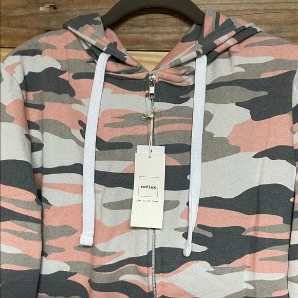 Reflex size Large Multicolor Camo Zip-up Super Soft Slim Fit Hoodie with Pockets - Picture 5 of 10